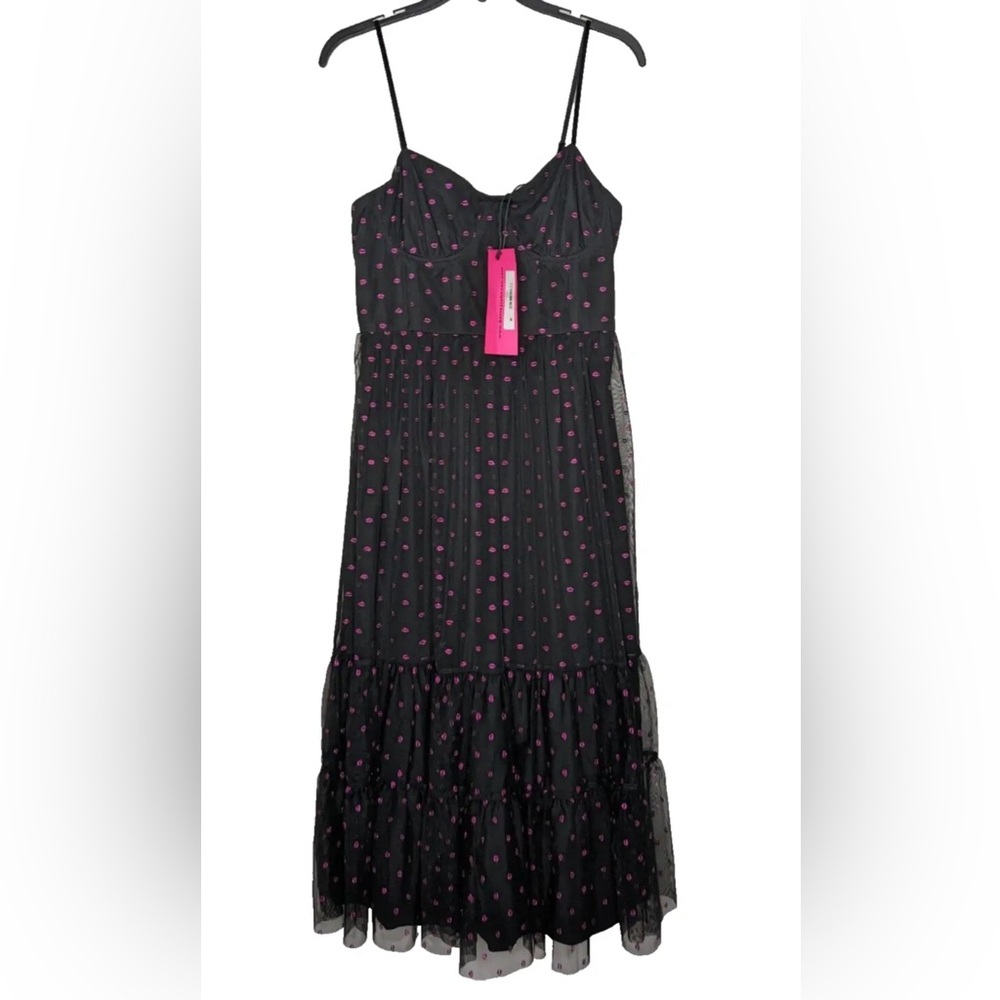Betsey Johnson Black Dress with Pink Polka Dots